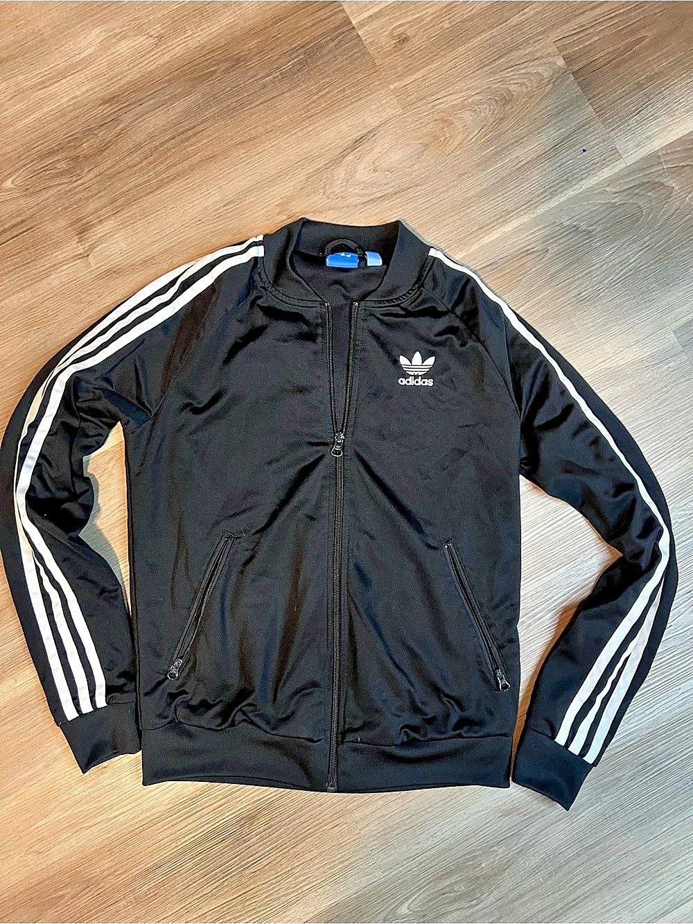 Adidas Black & White Track Jacket Size Small Like New